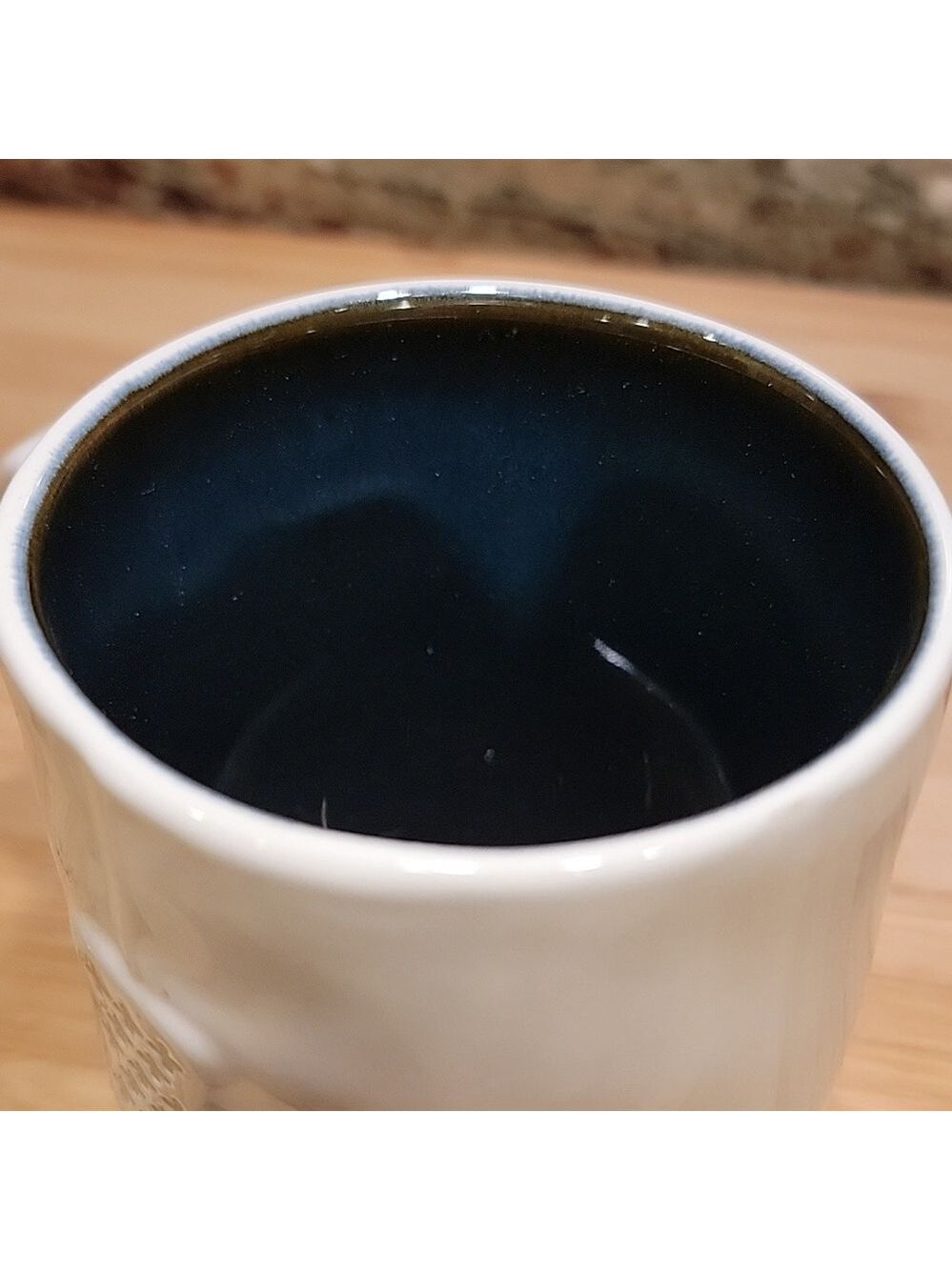Rae Dunn COFFEE Studio Collection Mug Cup 15 oz Beige And Blue Inside NEW - Picture 5 of 6